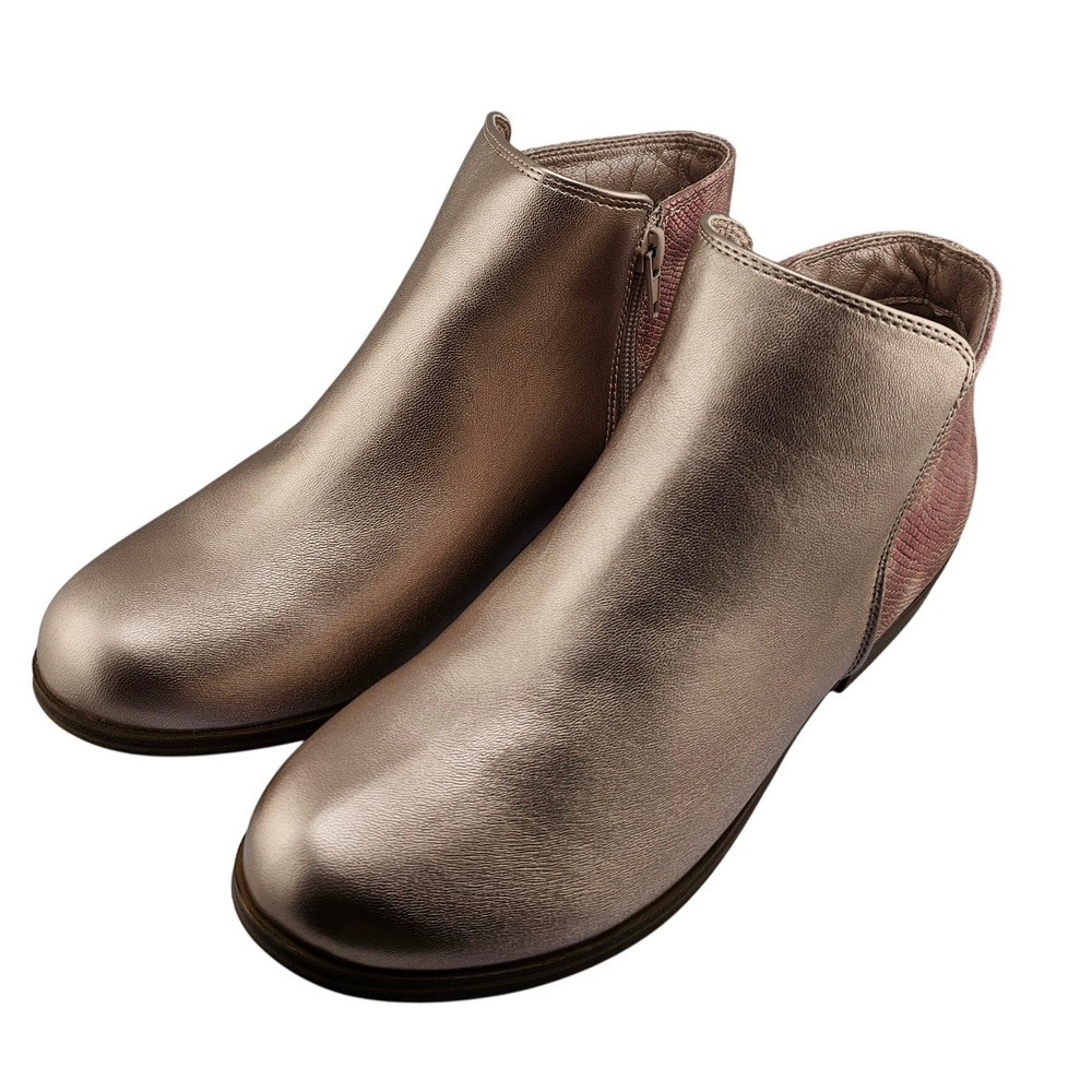 Mia Girl's Ankle Boots Size 6M‎ Rose Gold Snake Print Zipper Casual Shoes New